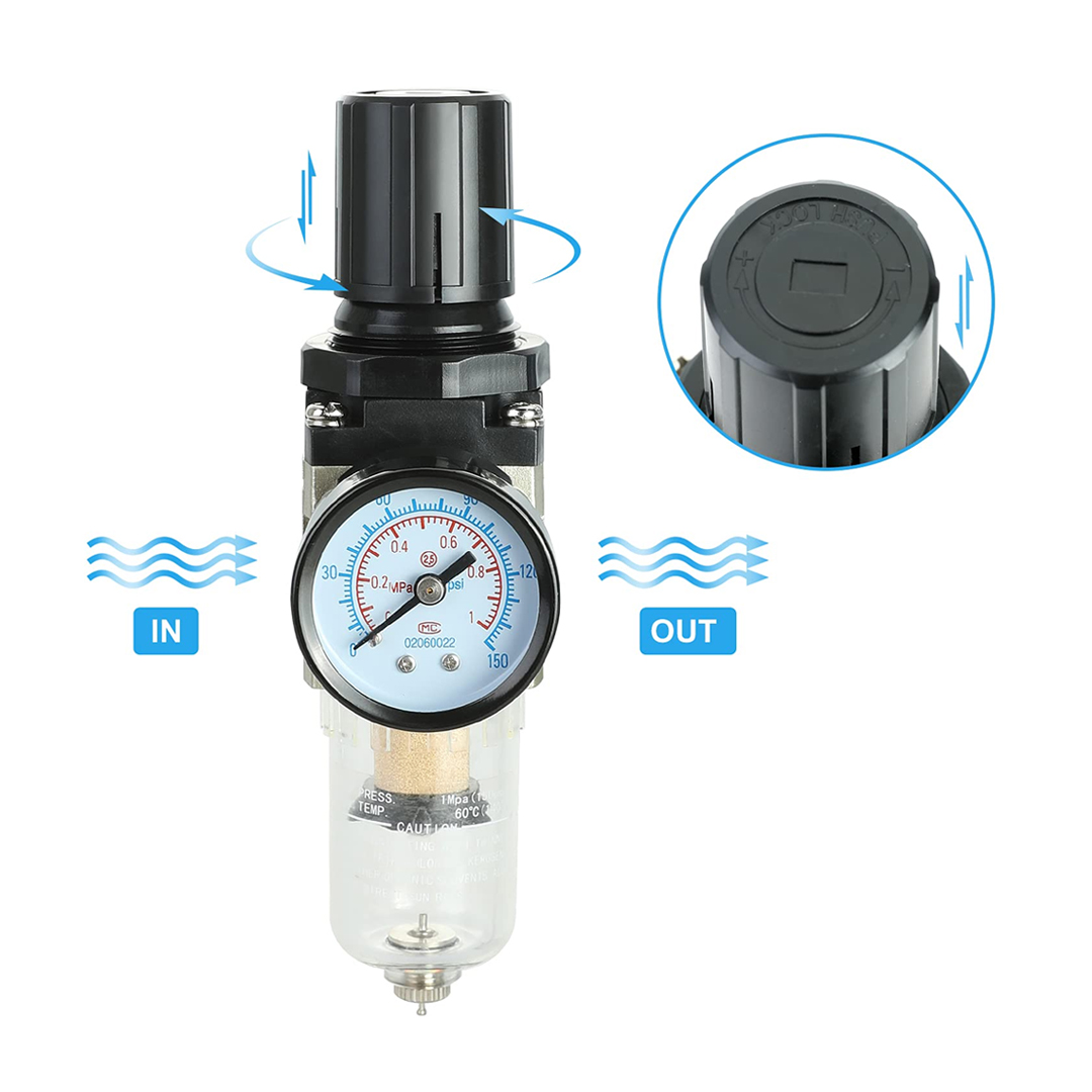 Válvula Filtro Reguladora 1/4 Con Manómetro